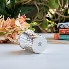 Silver Plated Glass With Half Hammered Design - 275 ML