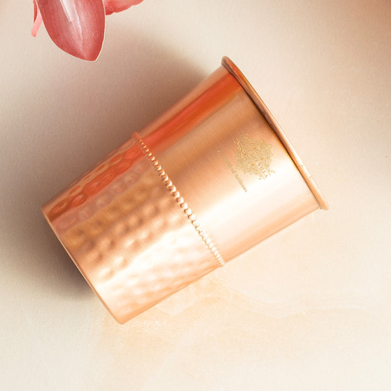 Pure Copper Lacquer Coated Plain & Hammered Design Glass 275 ML
