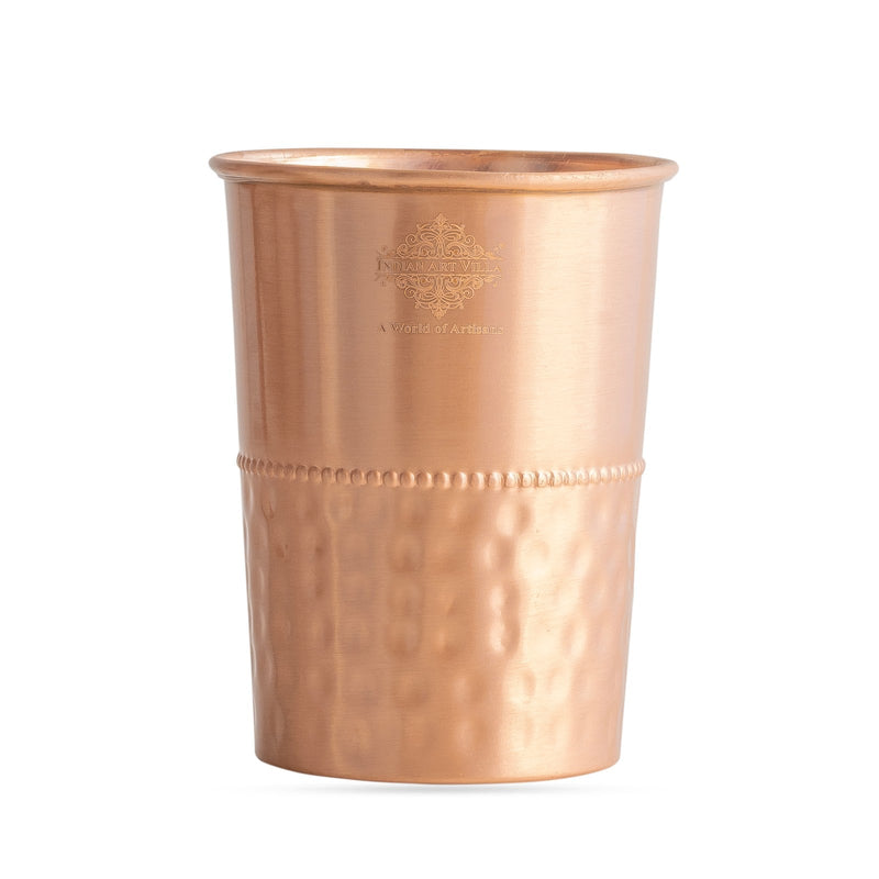 Pure Copper Lacquer Coated Plain & Hammered Design Glass 275 ML