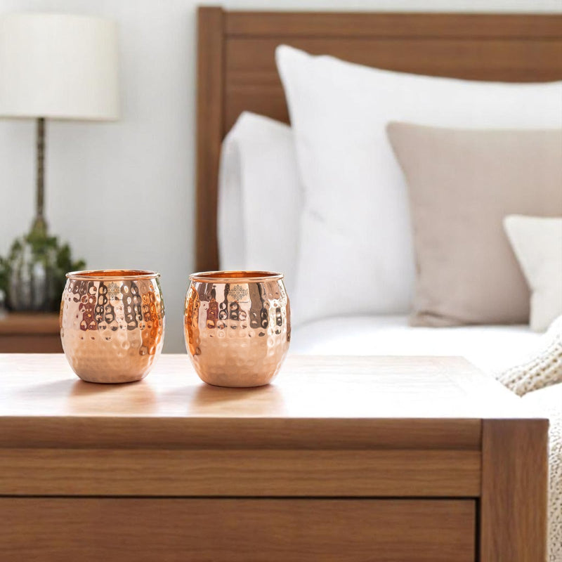 Pure Copper Round Shaped Glass  550 ml