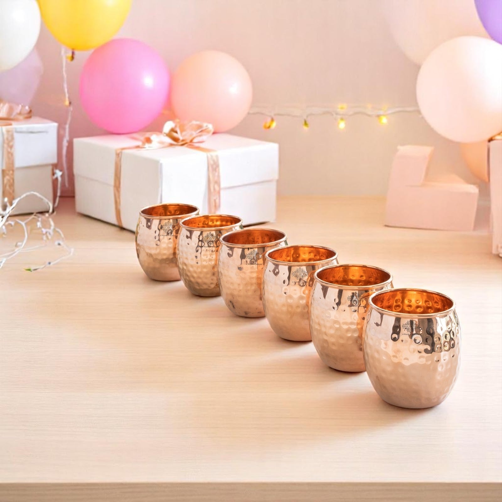 Pure Copper Round Shaped Glass  550 ml
