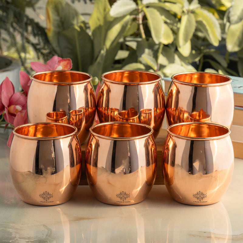 Pure Copper Round Shaped Glass  550 ml