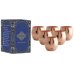 Pure Copper Round Shaped Glass  550 ml