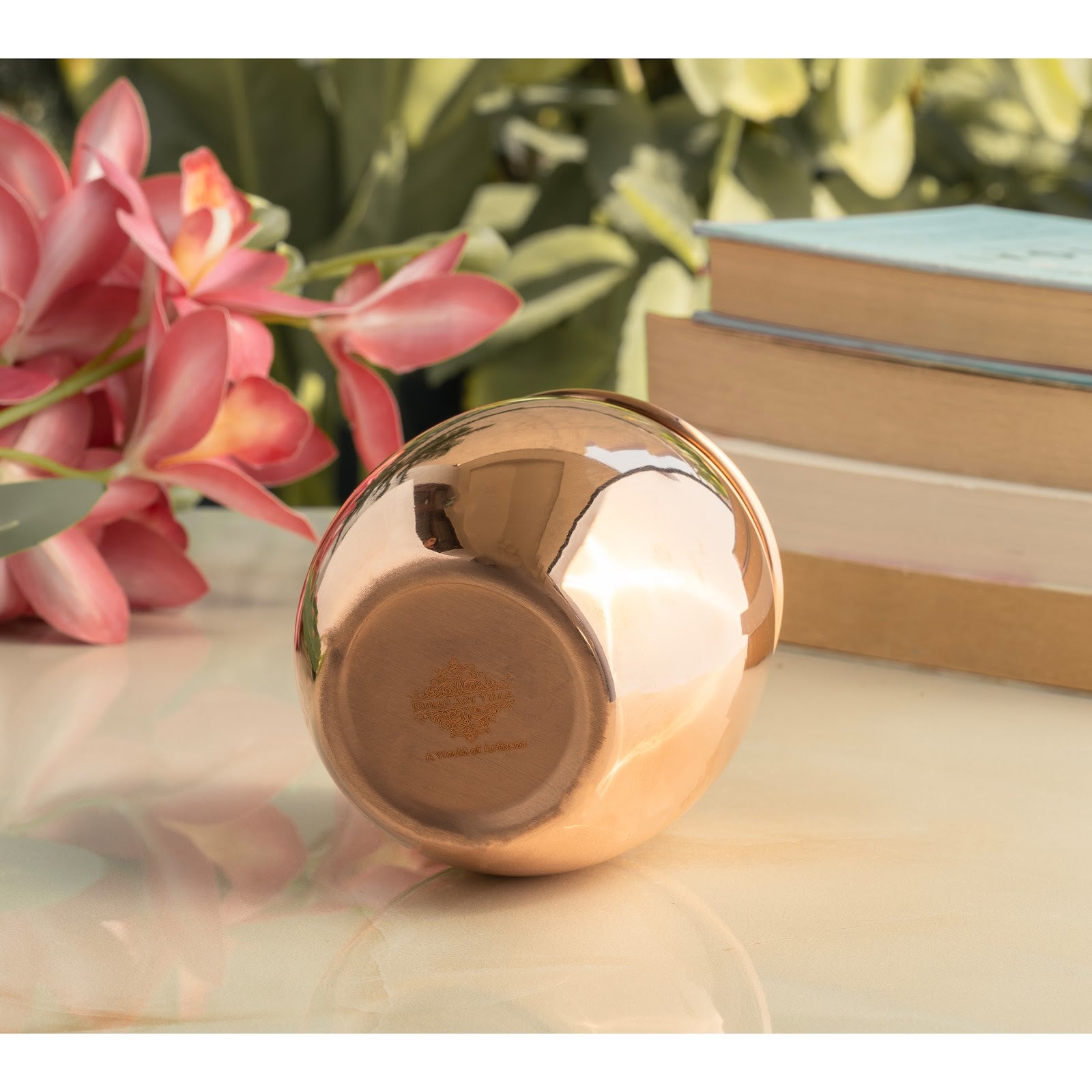 Pure Copper Round Shaped Glass  550 ml