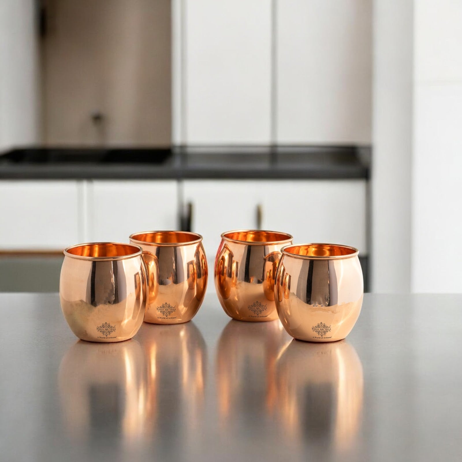Pure Copper Round Shaped Glass  550 ml