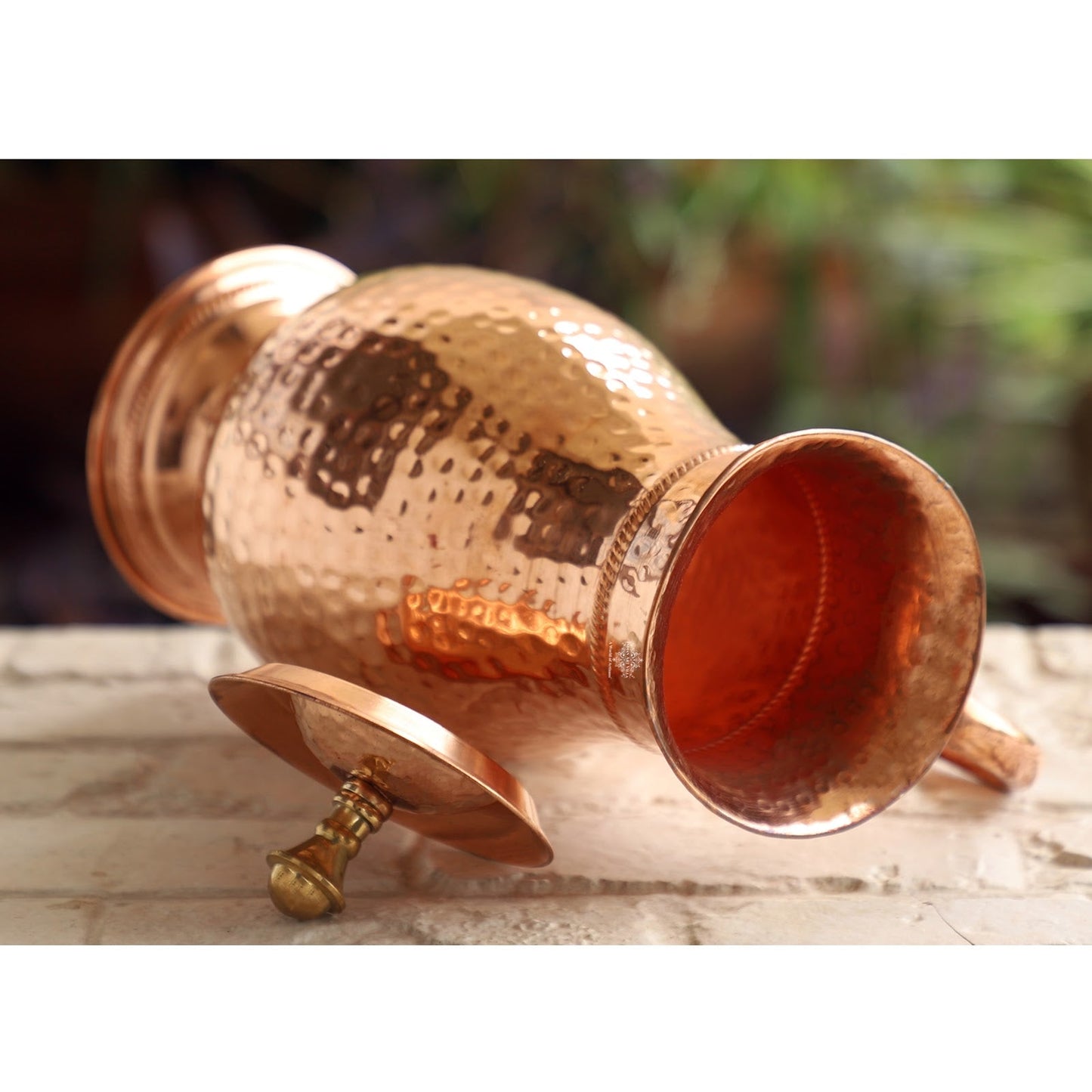Pure Copper Antique Hammered Design Mughlai Jug with Lid