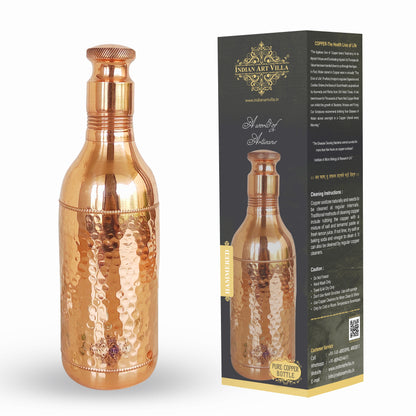 Pure Copper Bottle For Cocktail Wine Shaker With Hammered Design