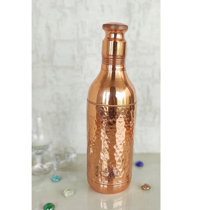 Pure Copper Bottle For Cocktail Wine Shaker With Hammered Design