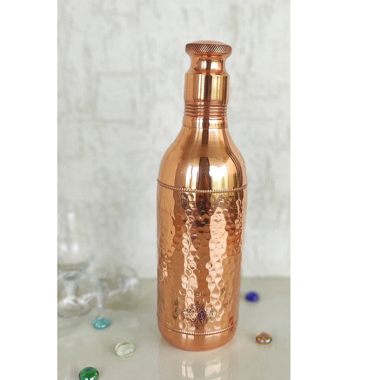 Pure Copper Bottle For Cocktail Wine Shaker With Hammered Design