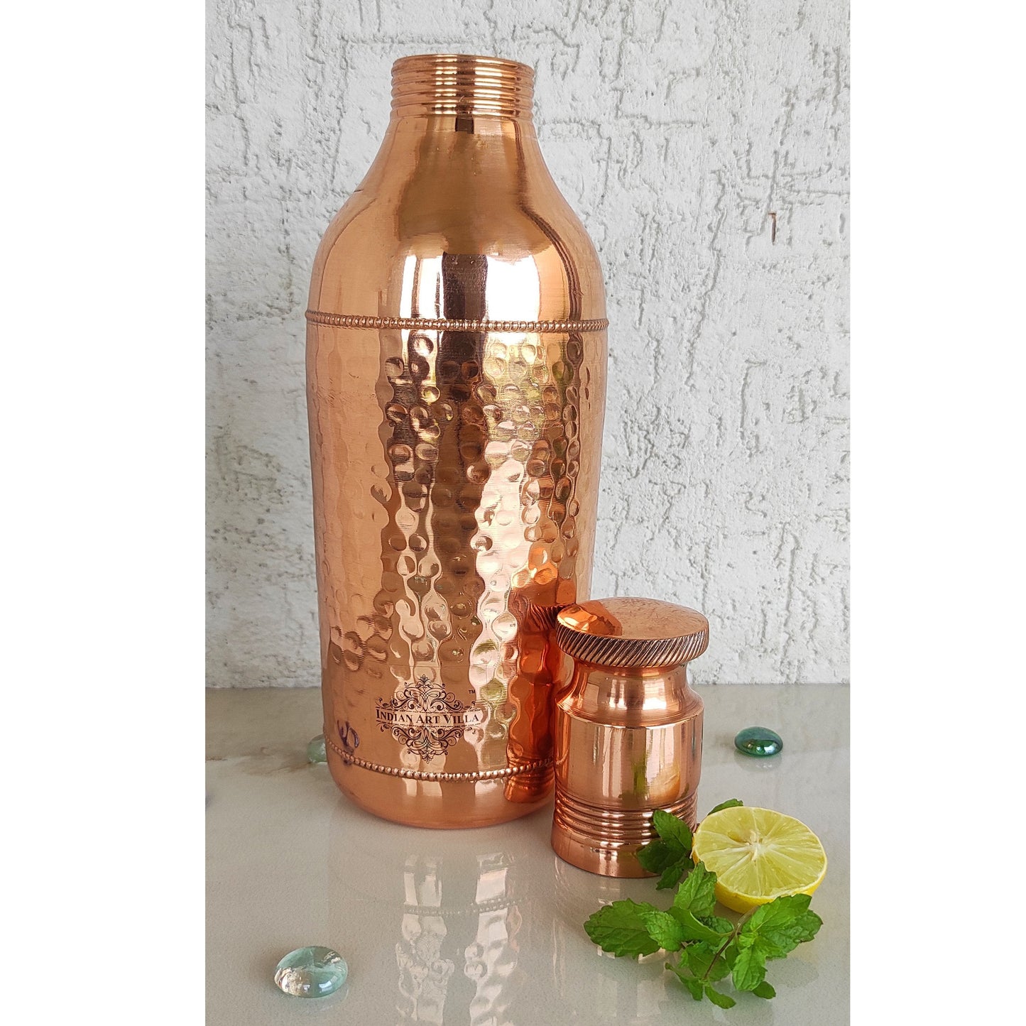 Pure Copper Bottle For Cocktail Wine Shaker With Hammered Design