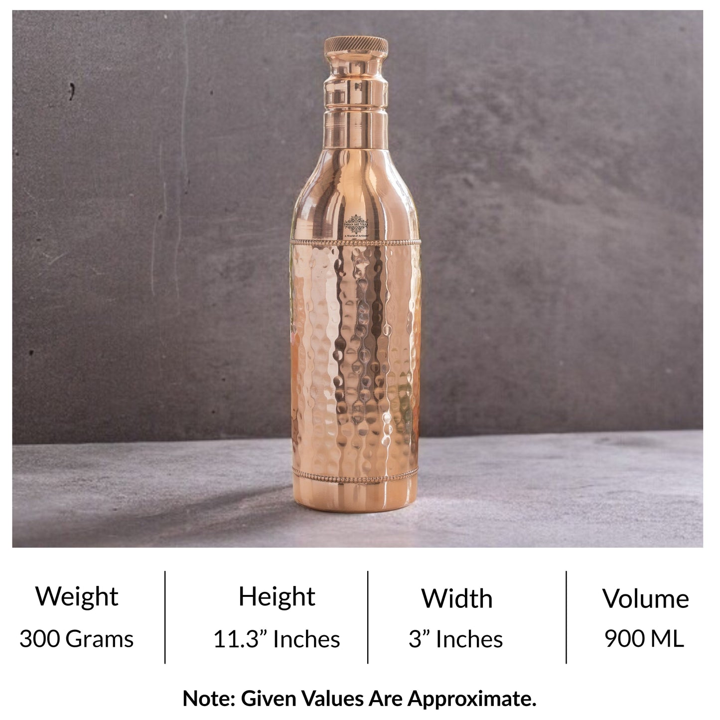 Pure Copper Bottle For Cocktail Wine Shaker With Hammered Design