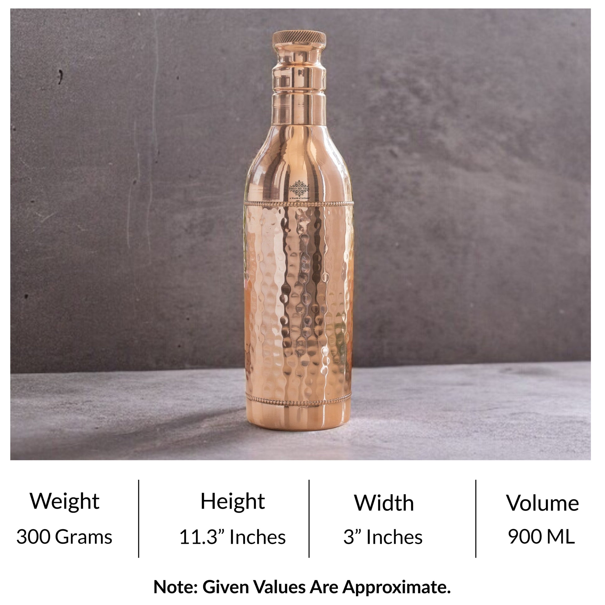 Pure Copper Bottle For Cocktail Wine Shaker With Hammered Design