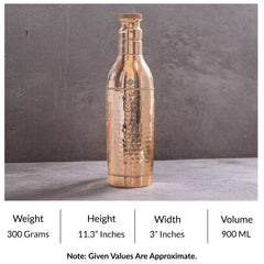Pure Copper Bottle For Cocktail Wine Shaker With Hammered Design
