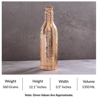 Pure Copper Bottle For Cocktail Wine Shaker With Hammered Design
