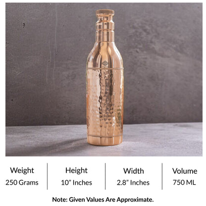 Pure Copper Bottle For Cocktail Wine Shaker With Hammered Design