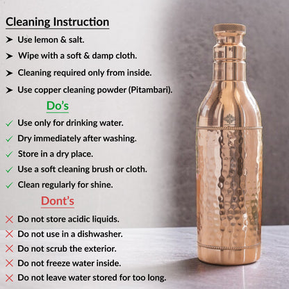 Pure Copper Bottle For Cocktail Wine Shaker With Hammered Design