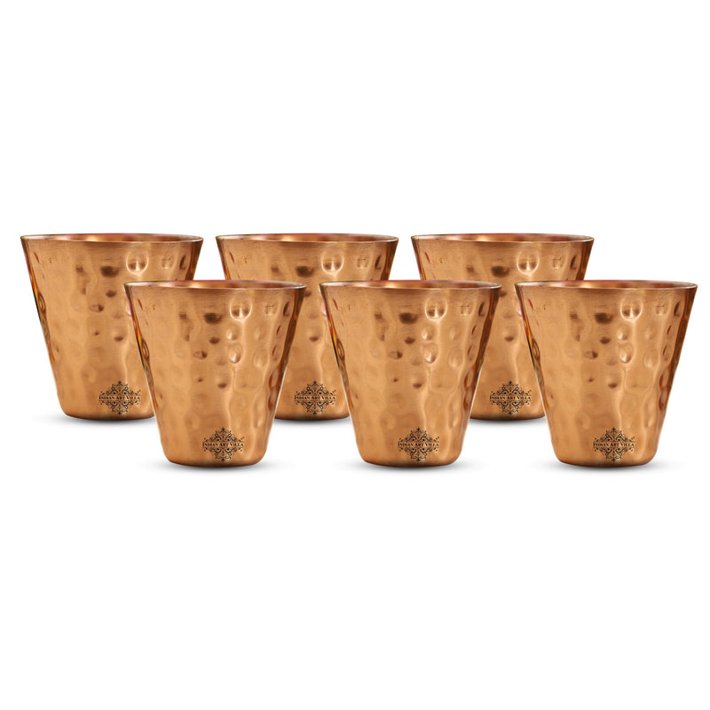 Copper Shot Glass With Hammered Design, Barware & Drinkware for Home, Hotel 7 Restaurents, Volume-70 ML
