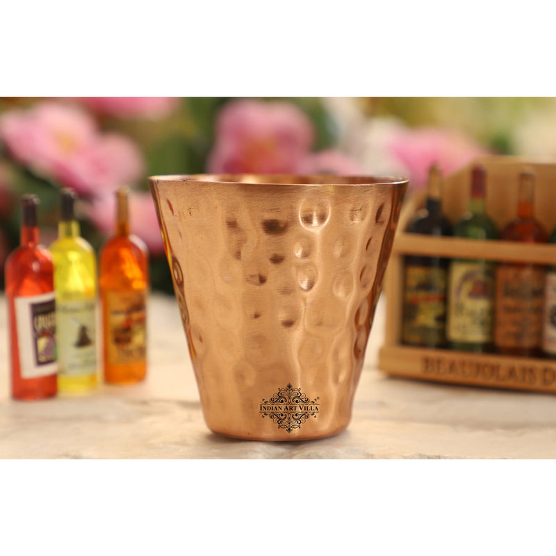Copper Shot Glass With Hammered Design, Barware & Drinkware for Home, Hotel 7 Restaurents, Volume-70 ML