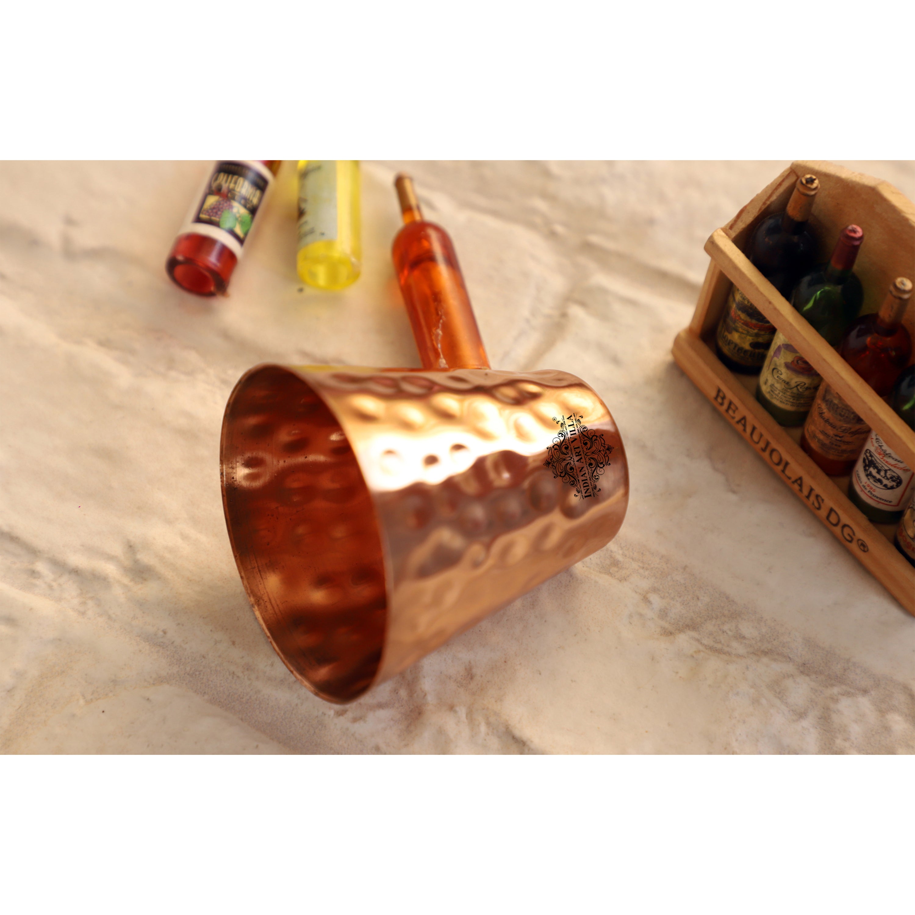Copper Shot Glass With Hammered Design, Barware & Drinkware for Home, Hotel 7 Restaurents, Volume-70 ML