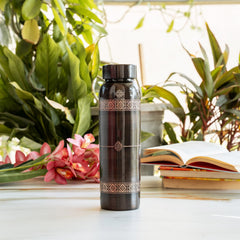Copper Antique Finish Bottle With Embossed Design - 900 ML