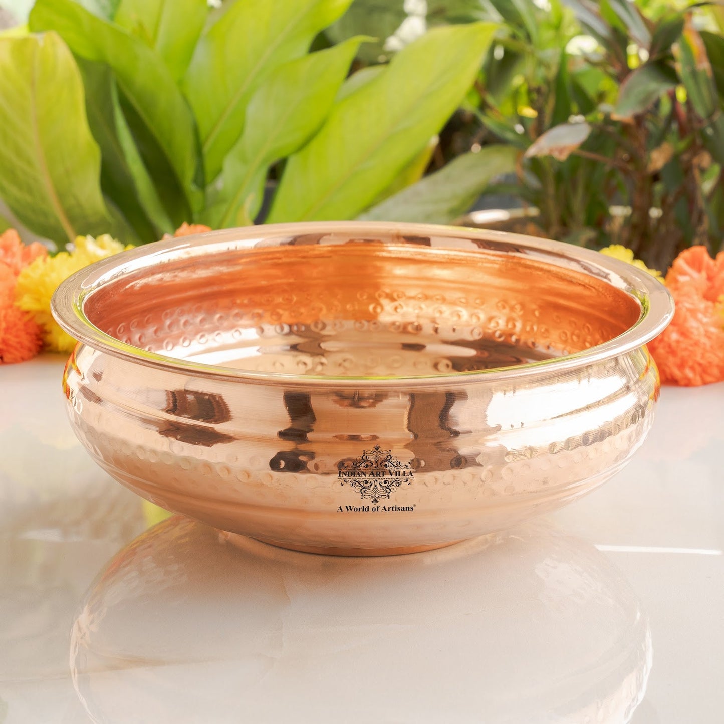 Pure Copper Urli with Hammered Design- Home Decor 25 cm