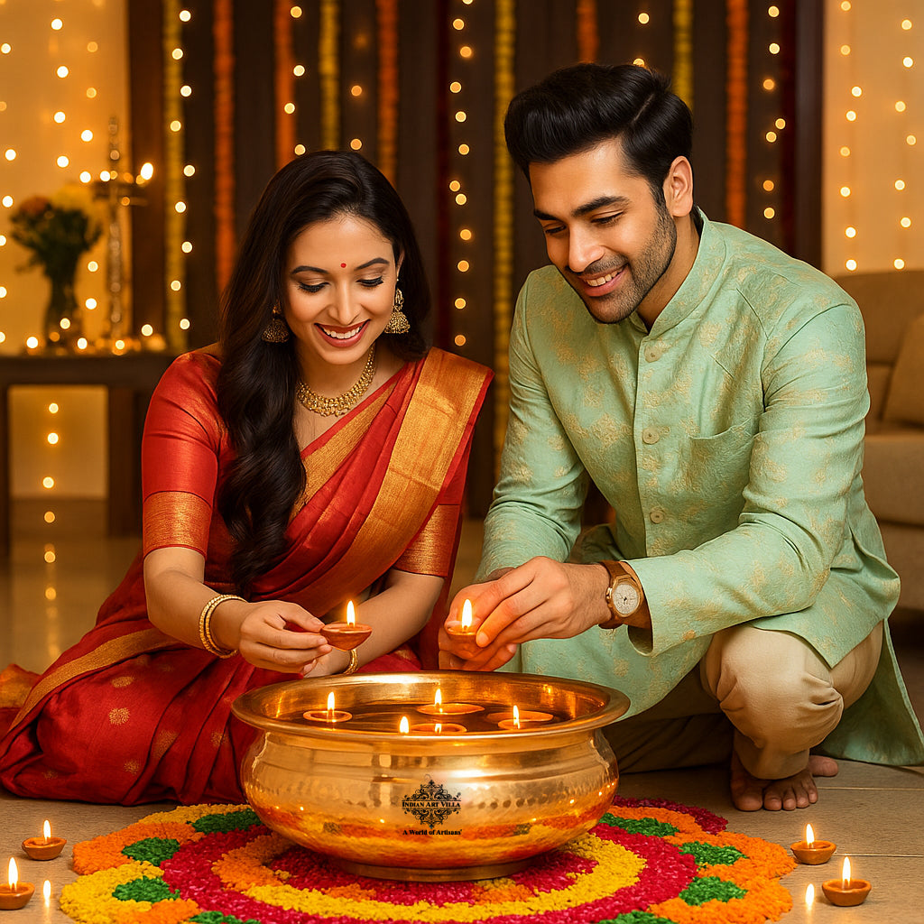 Pure Copper Urli with Hammered Design- Home Decor 25 cm