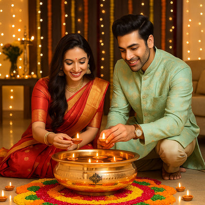 Pure Copper Urli with Hammered Design- Home Decor 25 cm