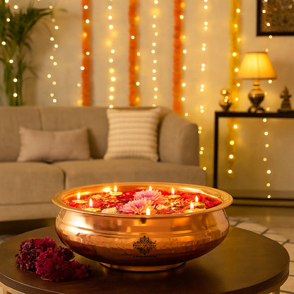 Pure Copper Urli with Hammered Design- Home Decor 25 cm