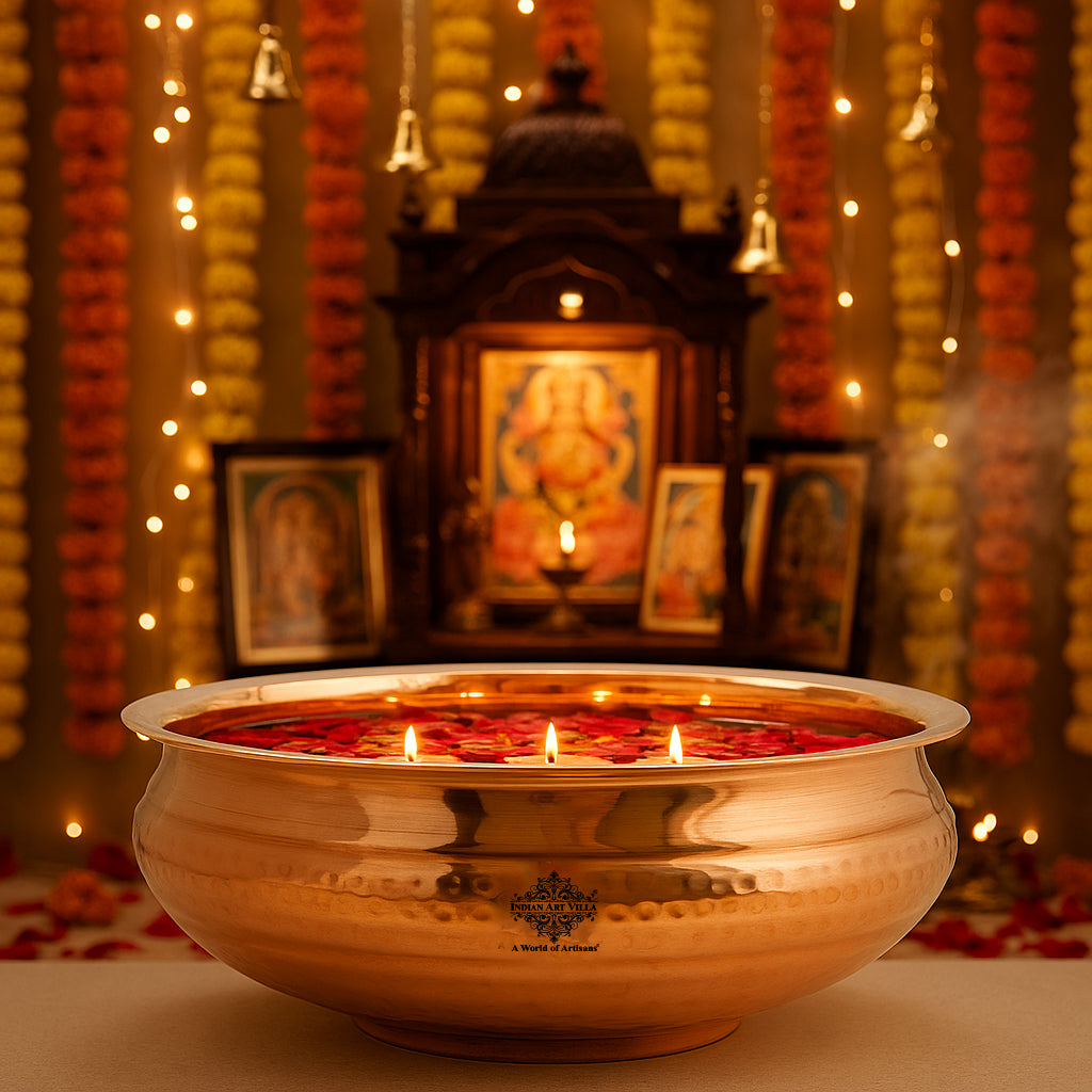 Pure Copper Urli with Hammered Design- Home Decor 25 cm