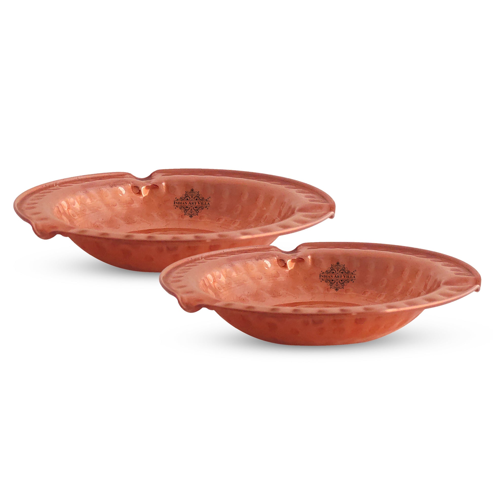 Hammered Design Copper Ashtray - Indoor & Outdoor Tableware Bar Hotel Restaurant, Dia- 13.46 cm