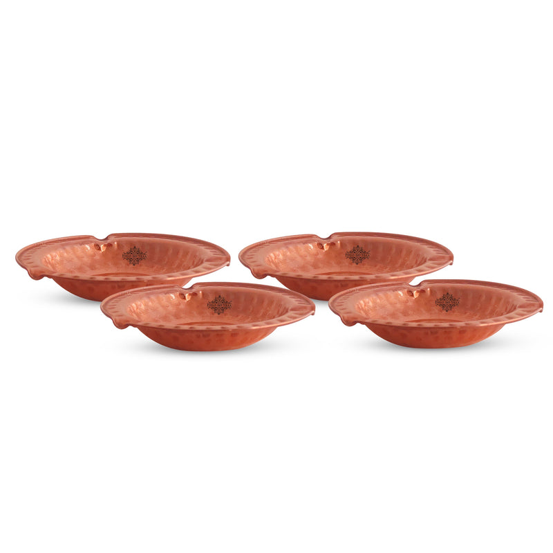 Hammered Design Copper Ashtray - Indoor & Outdoor Tableware Bar Hotel Restaurant, Dia- 13.46 cm