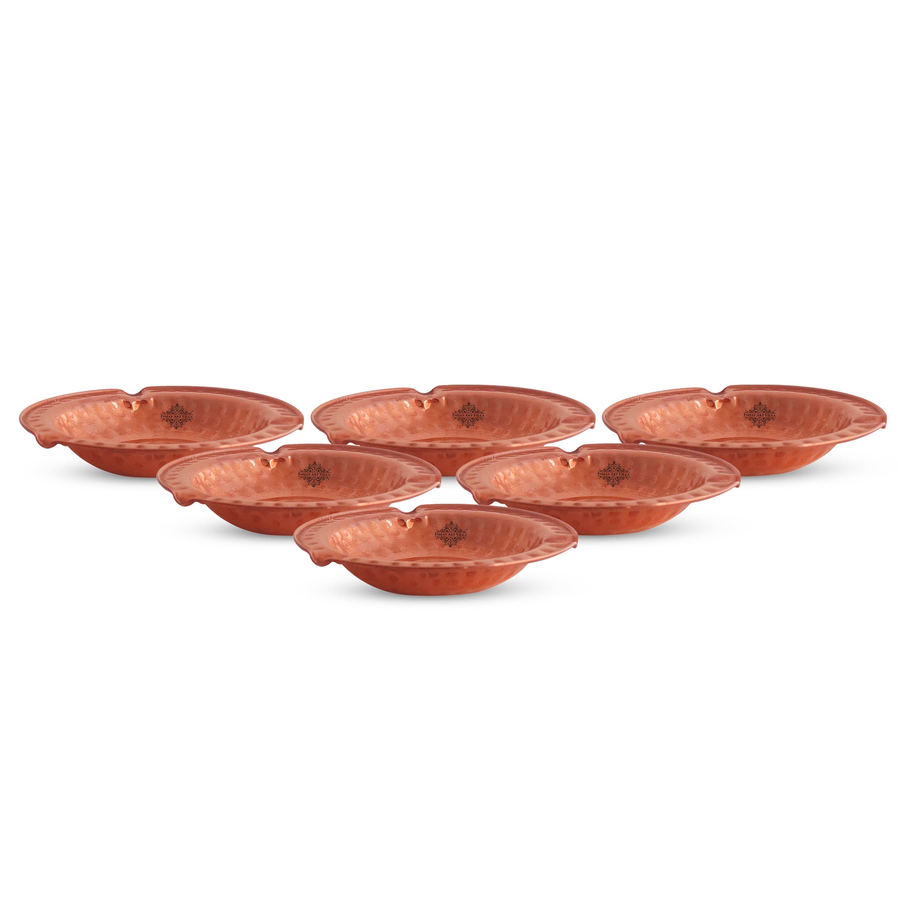 Hammered Design Copper Ashtray - Indoor & Outdoor Tableware Bar Hotel Restaurant, Dia- 13.46 cm