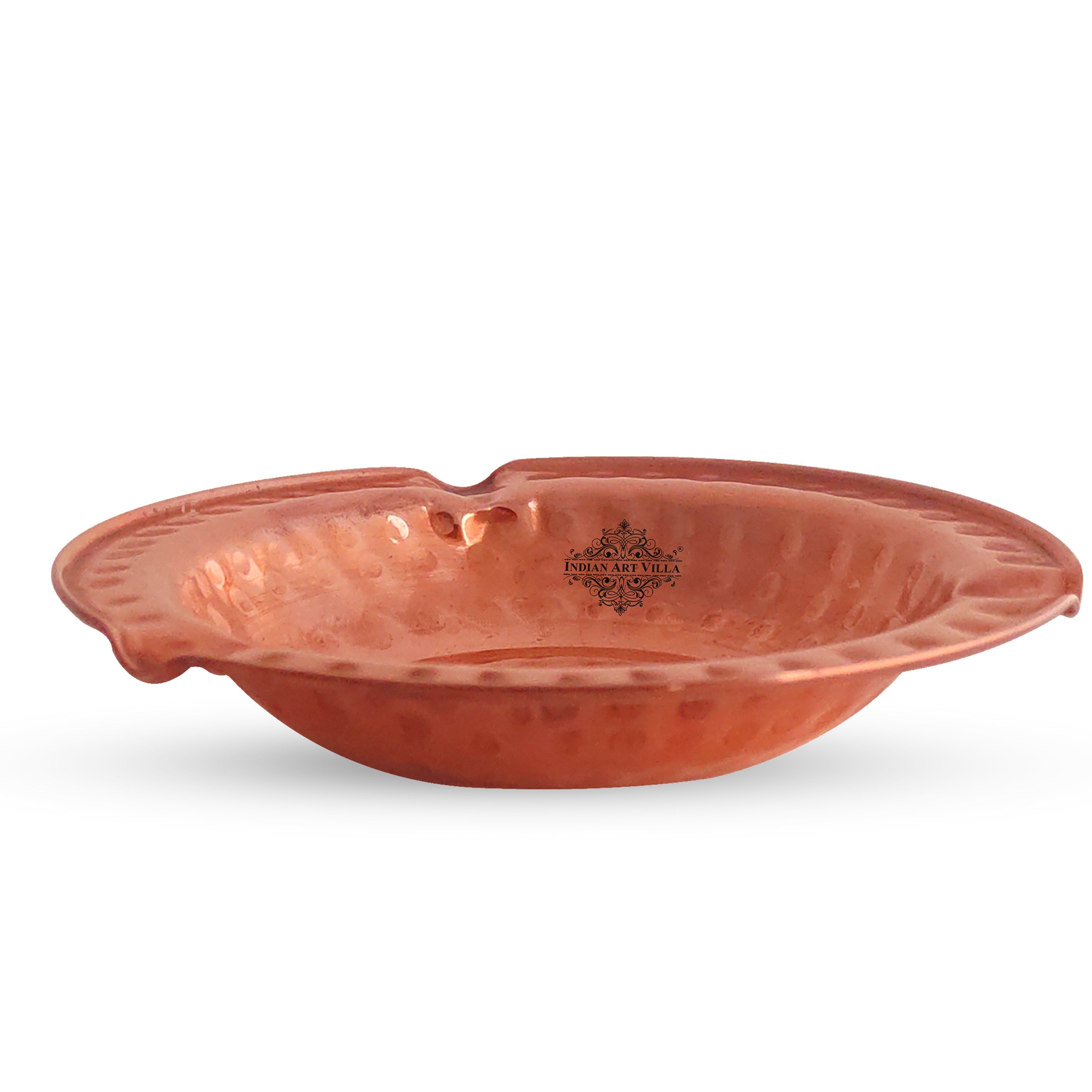 Hammered Design Copper Ashtray - Indoor & Outdoor Tableware Bar Hotel Restaurant, Dia- 13.46 cm