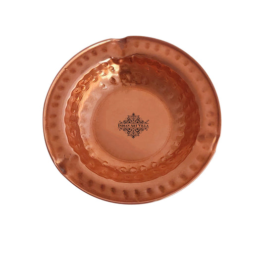 Hammered Design Copper Ashtray - Indoor & Outdoor Tableware Bar Hotel Restaurant, Dia- 13.46 cm
