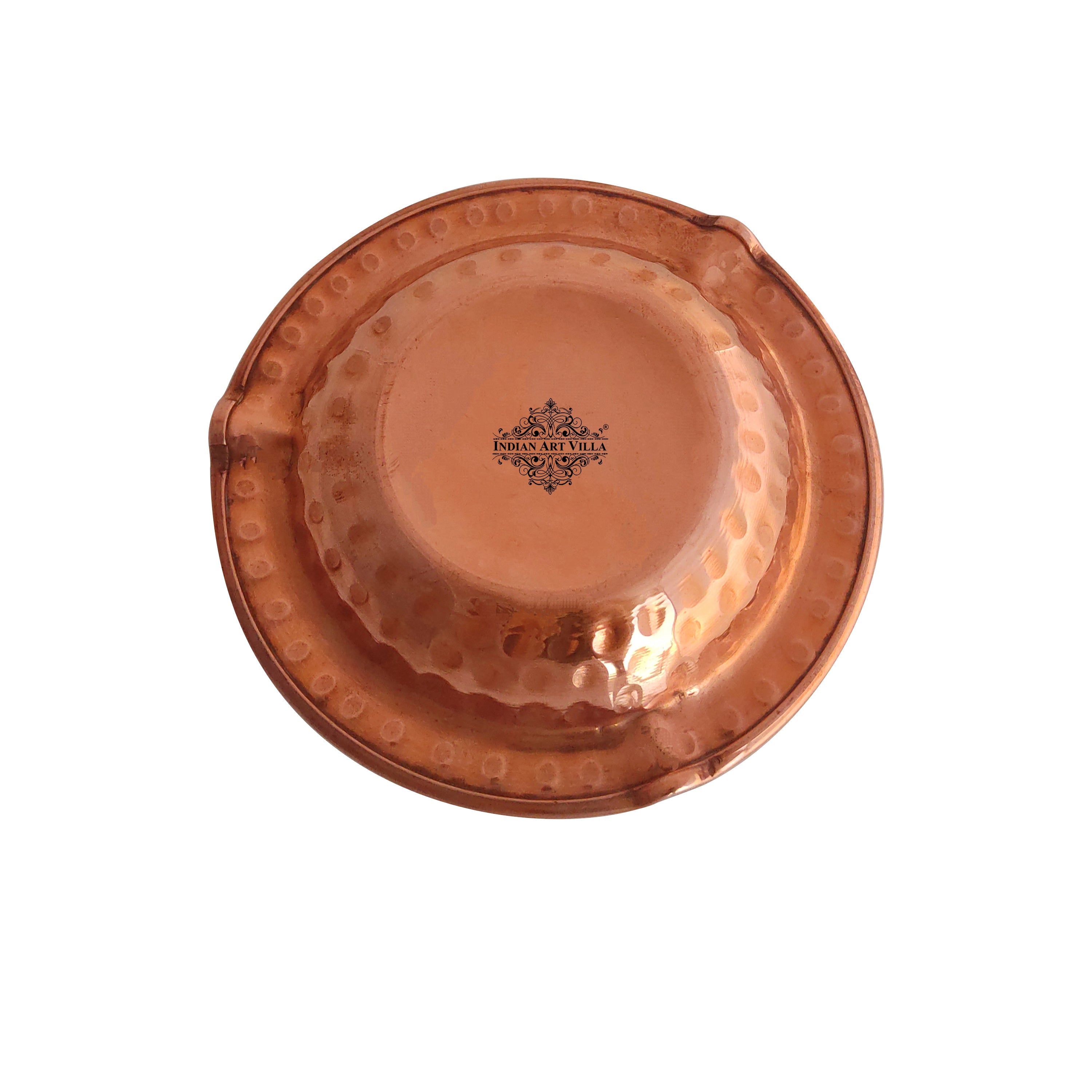 Hammered Design Copper Ashtray - Indoor & Outdoor Tableware Bar Hotel Restaurant, Dia- 13.46 cm