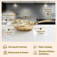 Pure Brass Sauce Pan with Lid, Handle and Tin Lining Inside