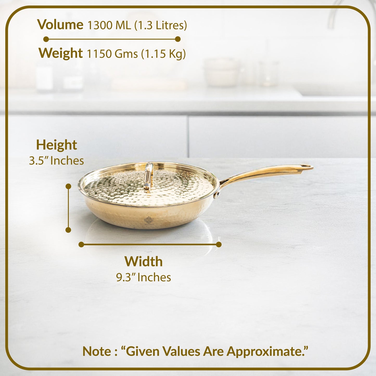 Pure Brass Sauce Pan with Lid, Handle and Tin Lining Inside