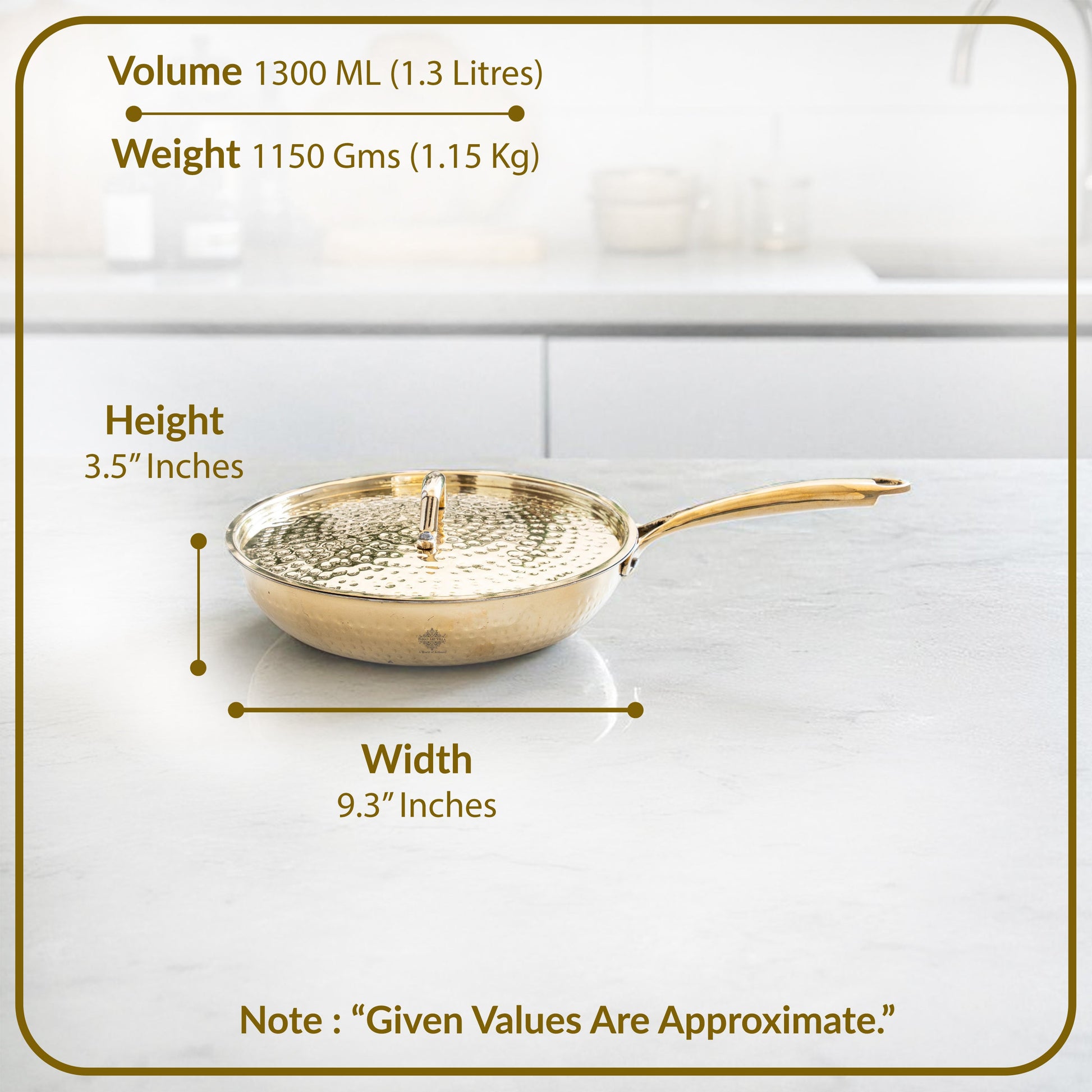 Pure Brass Sauce Pan with Lid, Handle and Tin Lining Inside