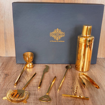S/S Gold & Black Gold Shine Finish 8 Pcs Bar Set
