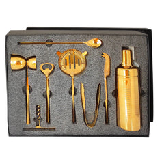 S/S Gold & Black Gold Shine Finish 8 Pcs Bar Set