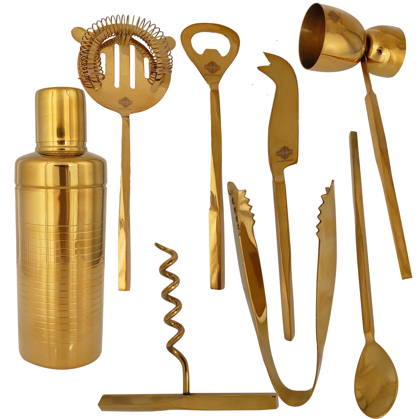 S/S Gold & Black Gold Shine Finish 8 Pcs Bar Set