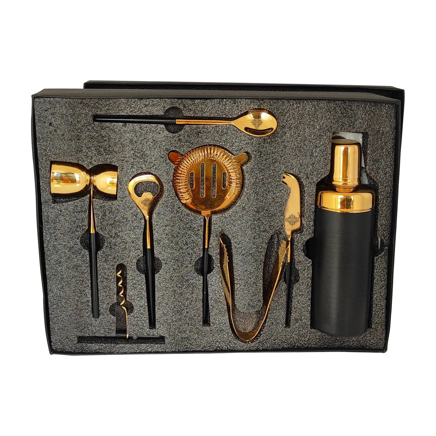 S/S Gold & Black Gold Shine Finish 8 Pcs Bar Set