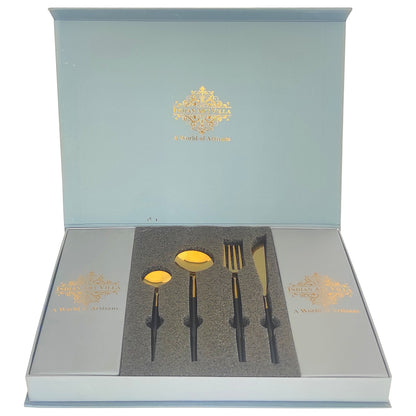 Pure Stainless Steel Black Gold Shine Finish  6x4=24 Pcs Cutlery Set