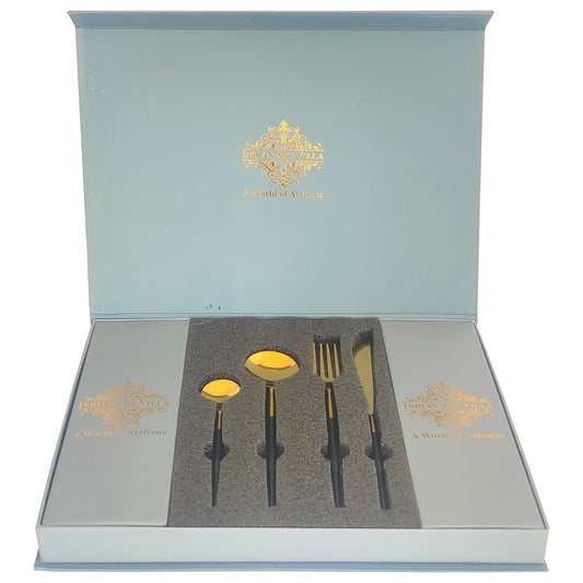 Pure Stainless Steel Black Gold Shine Finish  6x4=24 Pcs Cutlery Set