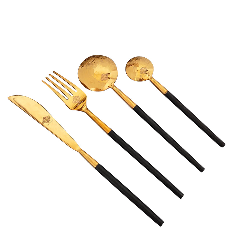 Pure Stainless Steel Black Gold Shine Finish  6x4=24 Pcs Cutlery Set