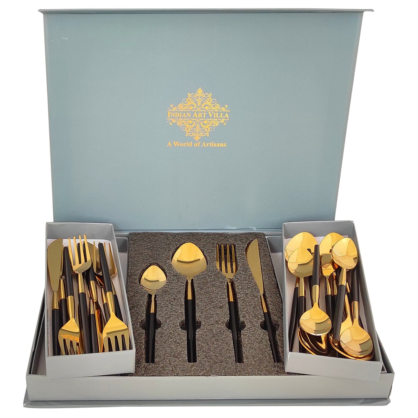 Pure Stainless Steel Black Gold Shine Finish  6x4=24 Pcs Cutlery Set