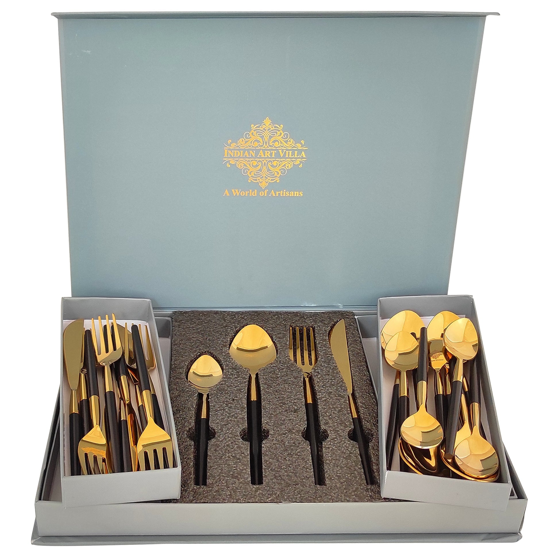 Pure Stainless Steel Black Gold Shine Finish  6x4=24 Pcs Cutlery Set