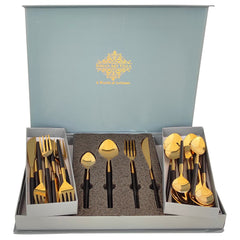 Pure Stainless Steel Black Gold Shine Finish  6x4=24 Pcs Cutlery Set