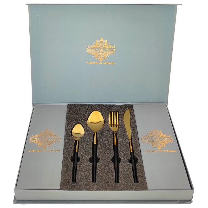 Pure Stainless Steel Black Gold Shine Finish  6x4=24 Pcs Cutlery Set