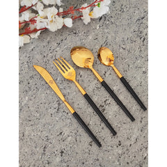 Pure Stainless Steel Black Gold Shine Finish  6x4=24 Pcs Cutlery Set